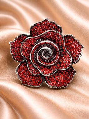 Red Rose Crystal Brooch
